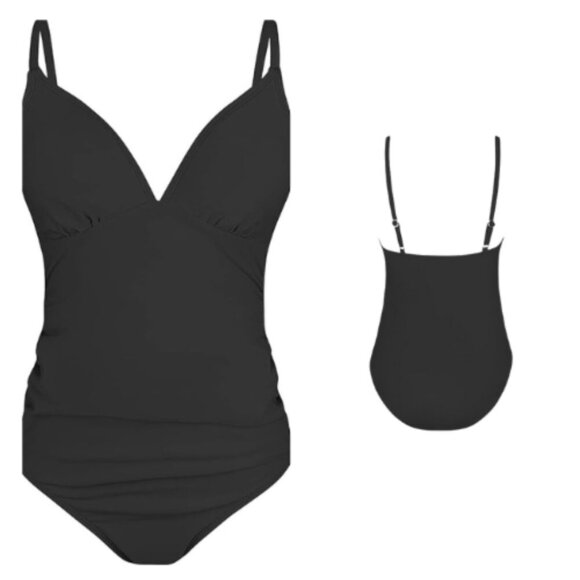 107.🆕CUPSHE Maternity One Piece Swimsuit Black Ruched Sides Small NWOT - Picture 2 of 2